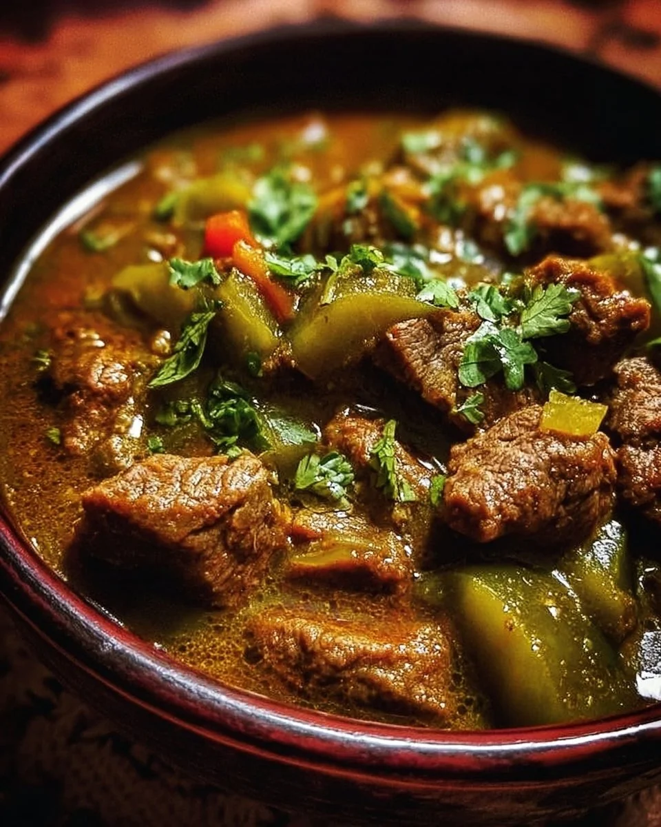 Delicious Mexican beef green chile with tender beef and fresh green chiles