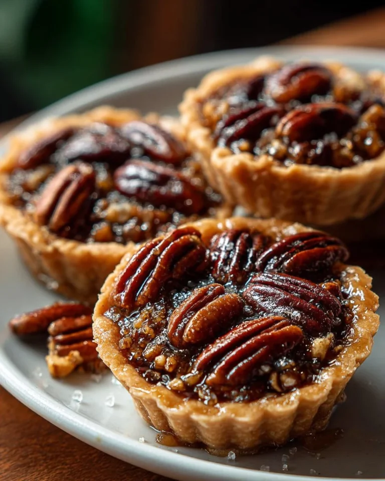 Delicious mini pecan pies on a decorative plate