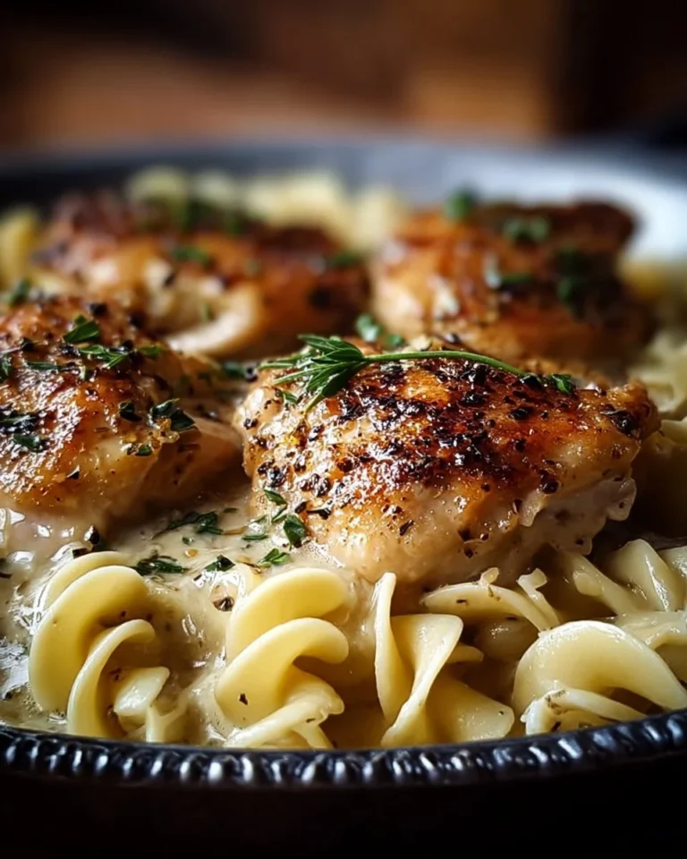 One-Pan Chicken served with Buttered Noodles for a quick dinner