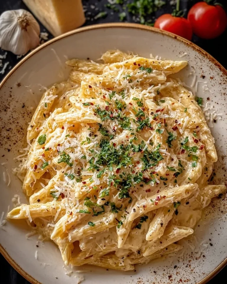 Delicious One Pot Creamy Garlic Pasta with garlic and herbs in a creamy sauce