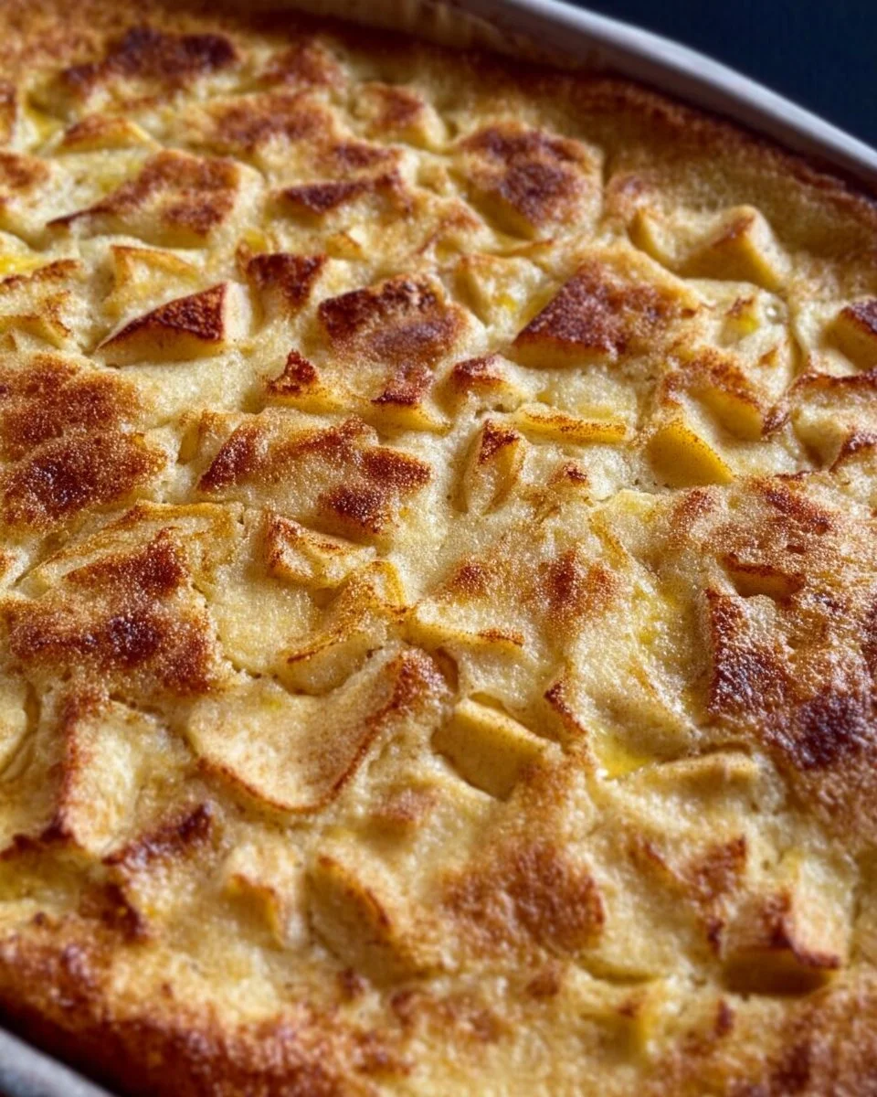 Fluffy oven-baked apple pancakes topped with fresh apples and syrup