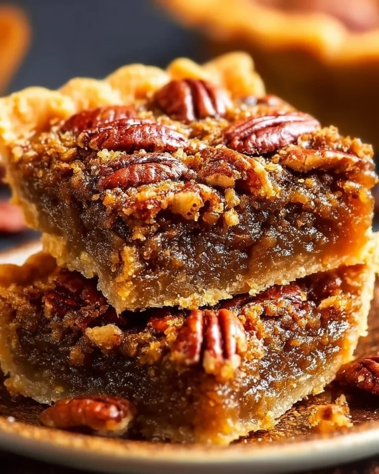 Delicious homemade Pecan Pie served on a rustic wooden table