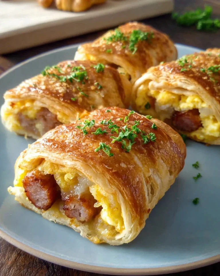 Delicious sausage egg breakfast roll-ups ready to enjoy for a quick morning meal.