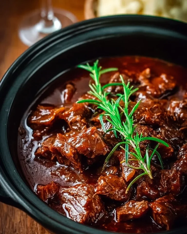 Delicious Slow Cooker Beef Manhattan served with a side of vegetables