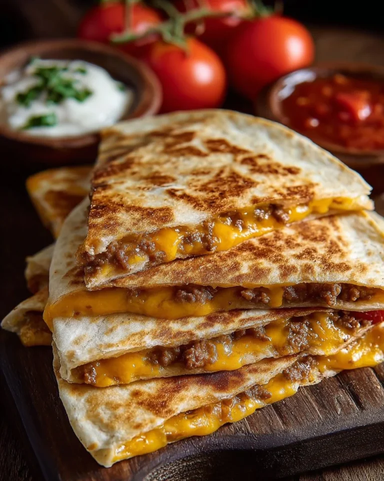 Delicious Smashburger Quesadillas served with toppings and sauces