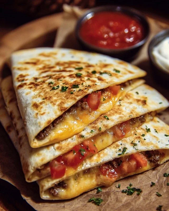 Delicious Smashburger Quesadillas with melted cheese and fresh ingredients.