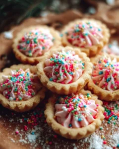 Delicious sugar cookie cups filled with sweet frosting and topped with sprinkles