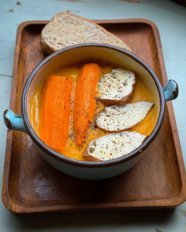 Bowl of sweet potato and carrot soup with coconut milk topped with herbs