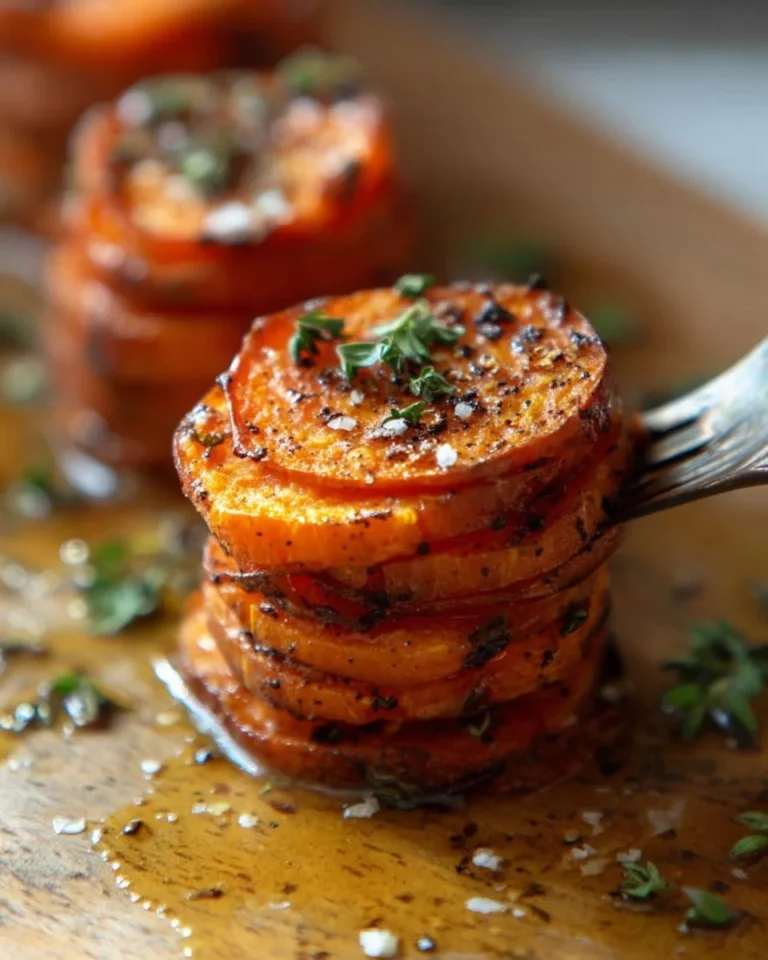 Sweet Potato Stacks arranged beautifully on a plate, showcasing vibrant colors and textures.