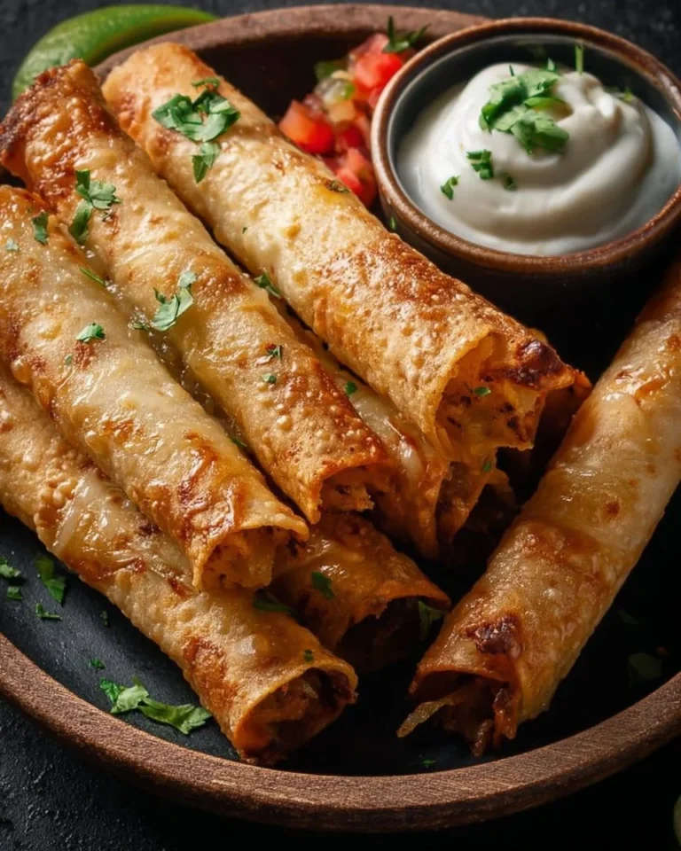Plate of freshly made vegan taquitos with colorful toppings