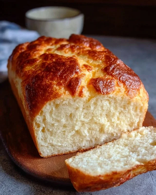 Low-carb yogurt bread fresh from the oven, showcasing a healthy alternative recipe
