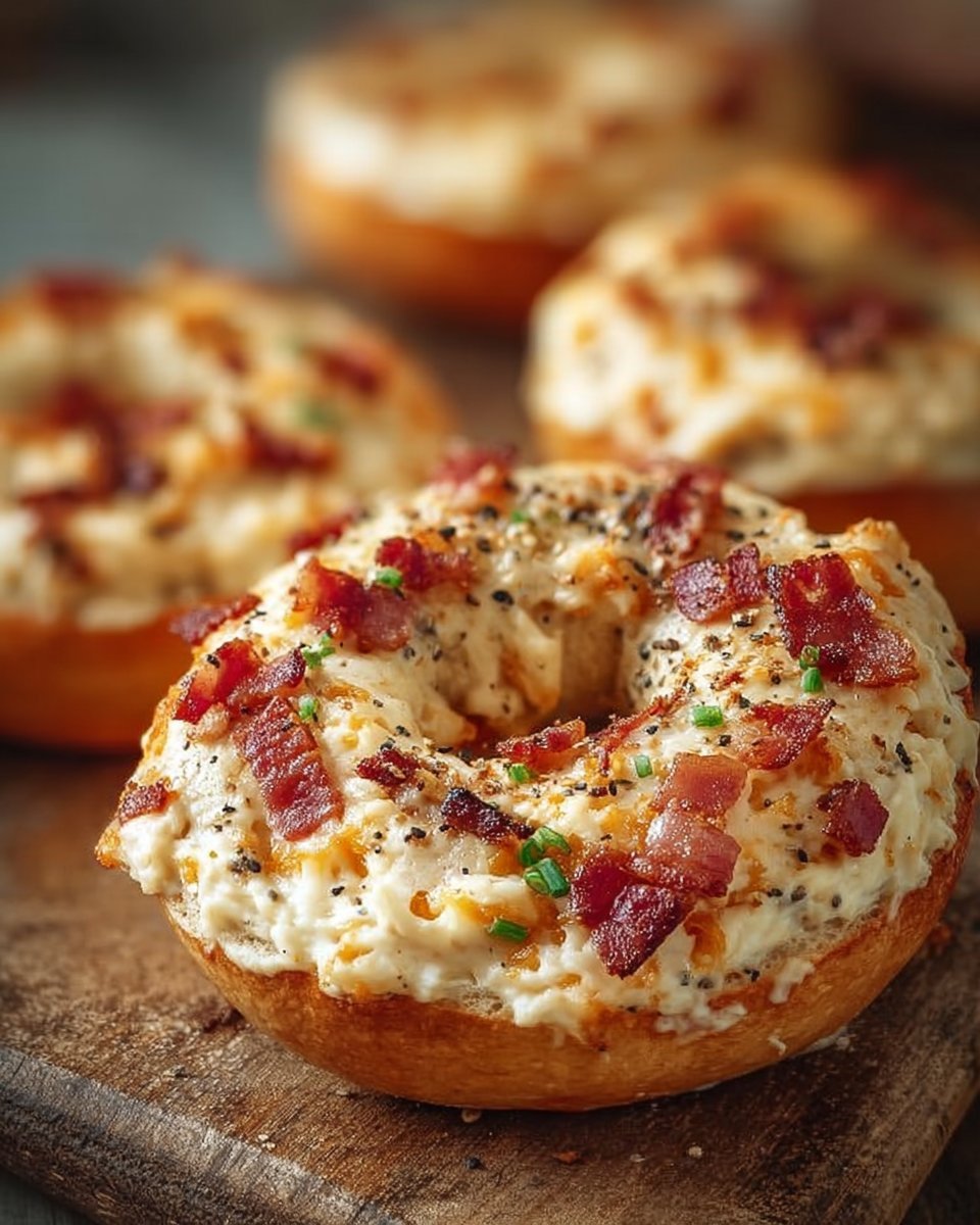 Creamy Bacon Cheddar Bagels