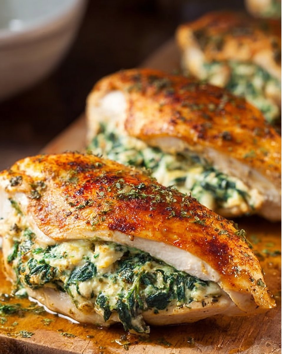 Spinach Stuffed Chicken Breasts - a healthy low carb dinner option!