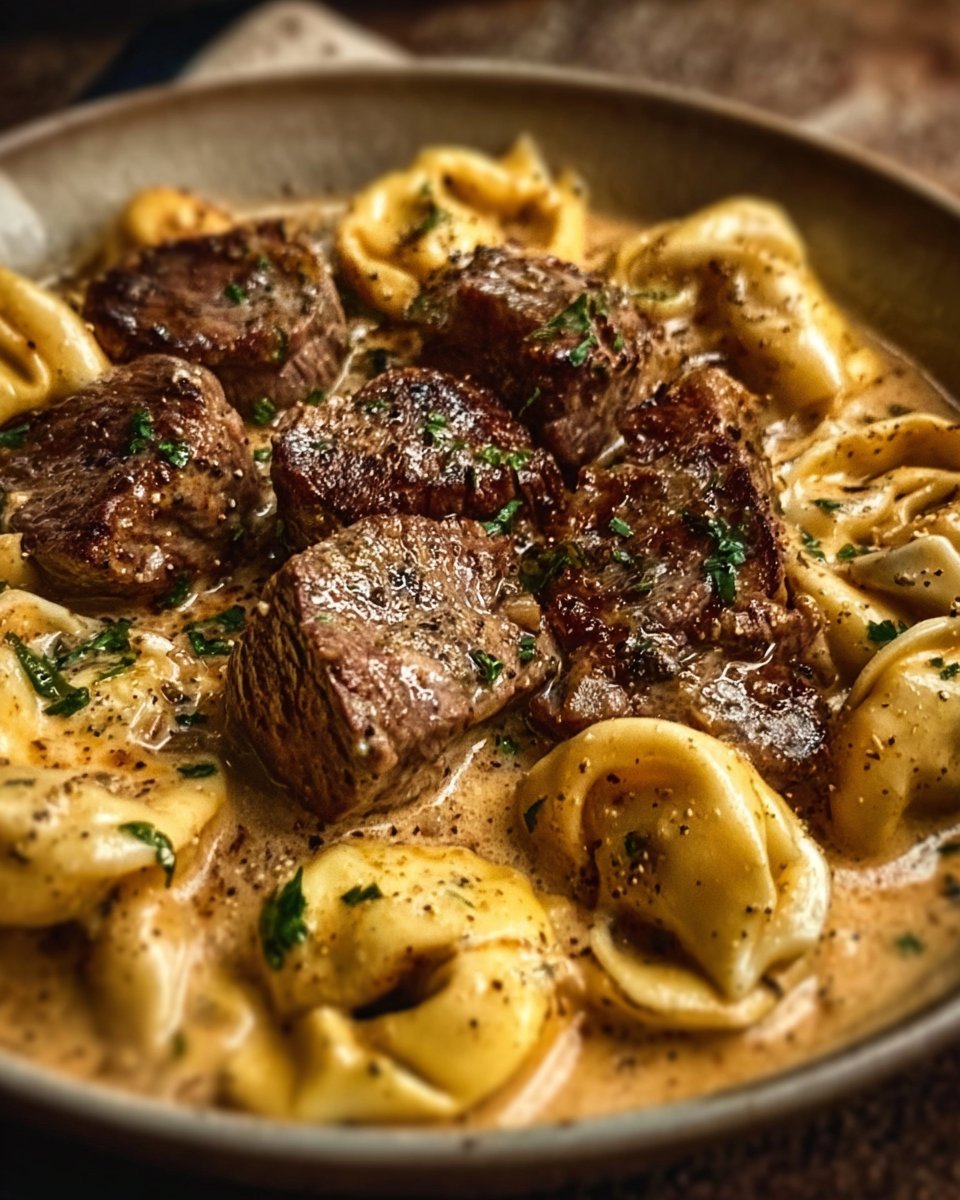 Cracked Garlic Steak Tortellini in Creamhouse Sauce Bliss