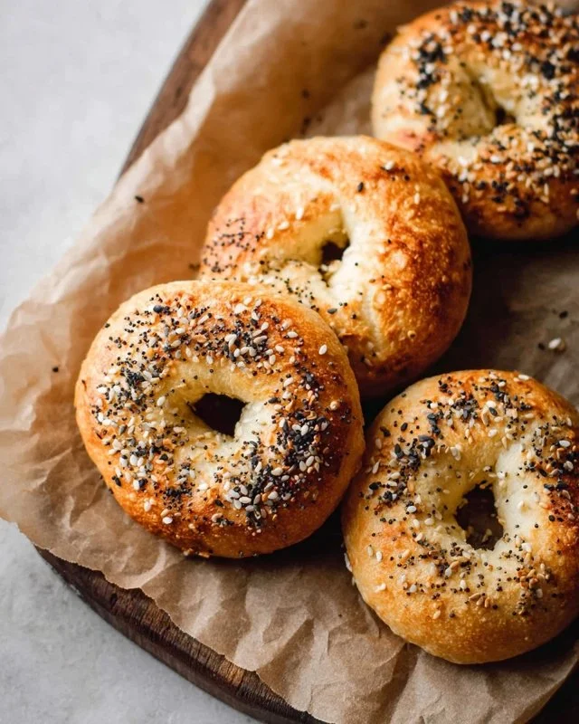 Delicious homemade air fryer bagels made with only 3 ingredients
