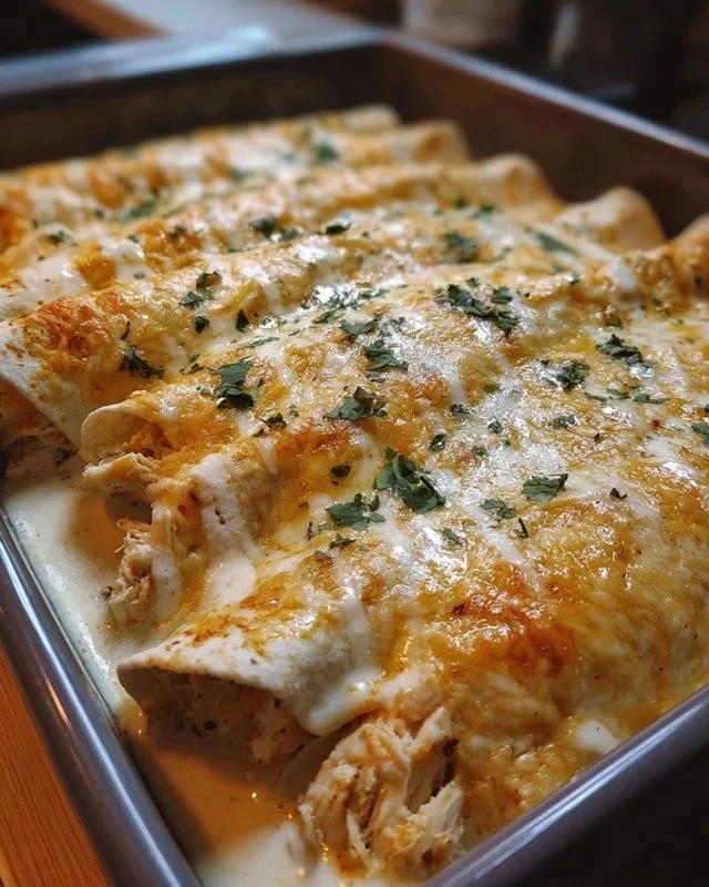 38g Protein Chicken Enchiladas with Dreamy White Sauce