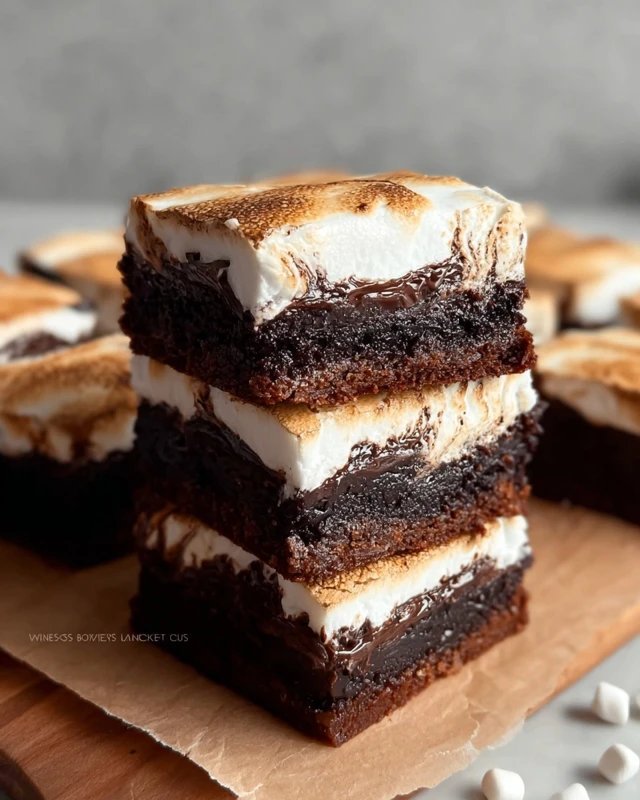 S’mores Brownies! These incredibly delicious brownies have a cookie crust, super fudgy brownies.