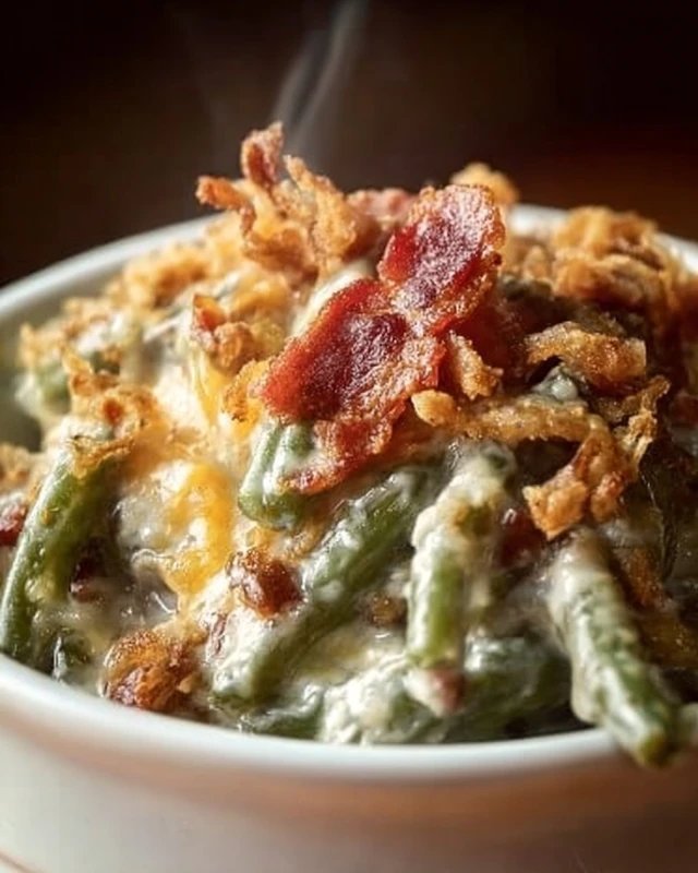 Slow Cooker Bacon Cheese Green Bean Casserole
