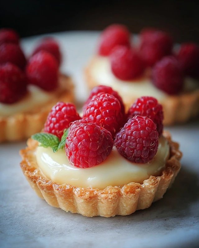 Vanilla Cream Tarts with Fresh Raspberries