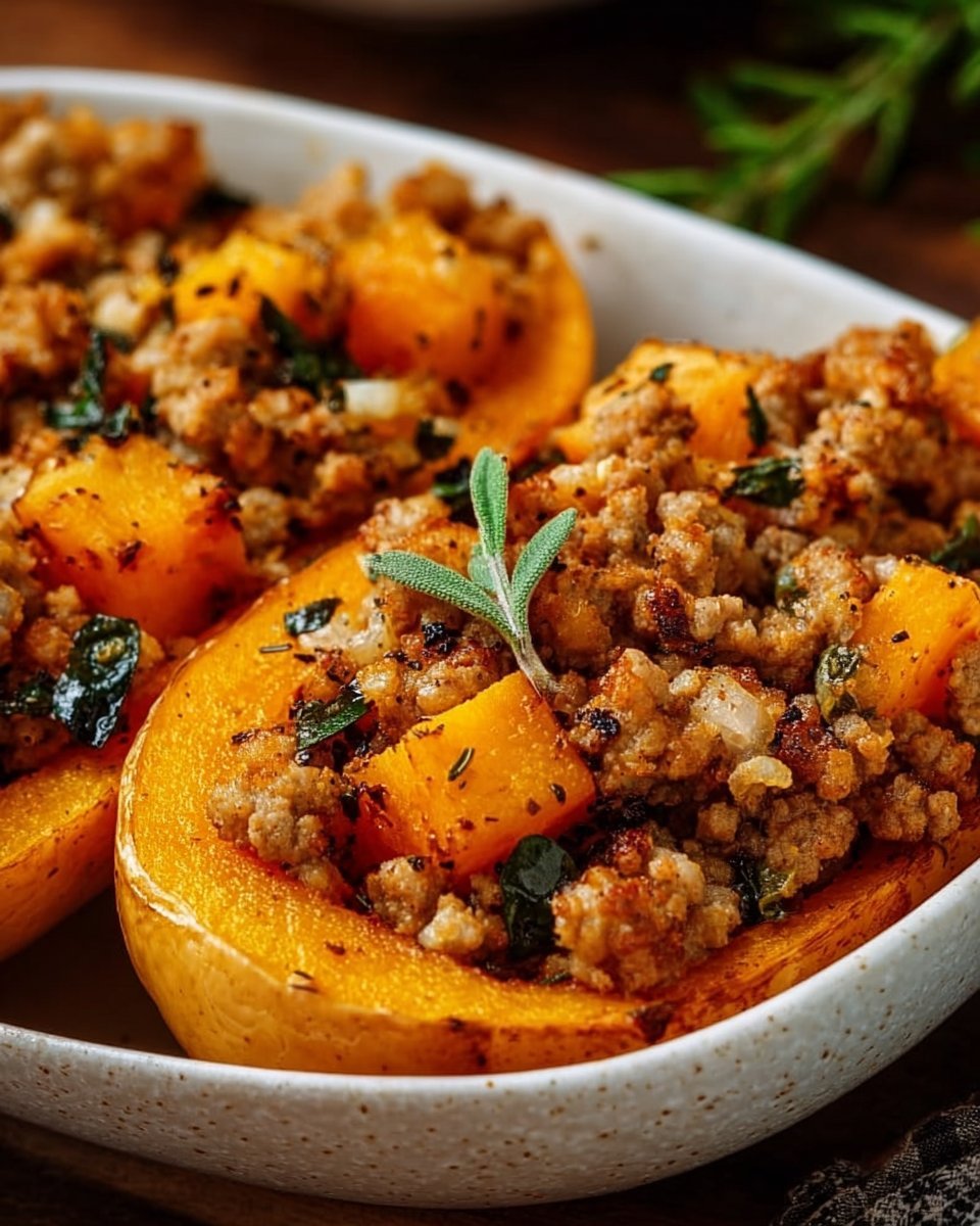 Easy Roasted Butternut Squash with Ground Turkey