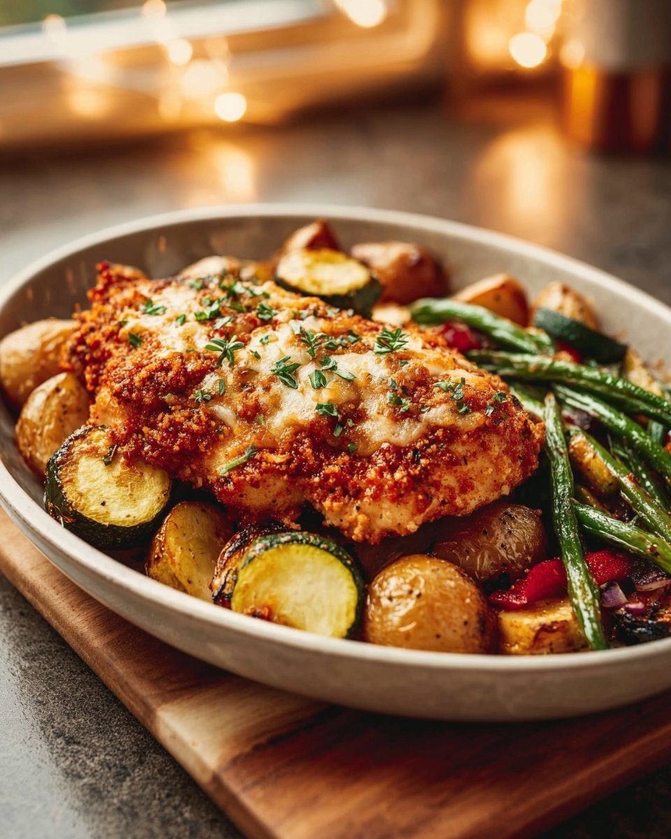 Healthy Chicken Parmesan with Roasted Veggies
