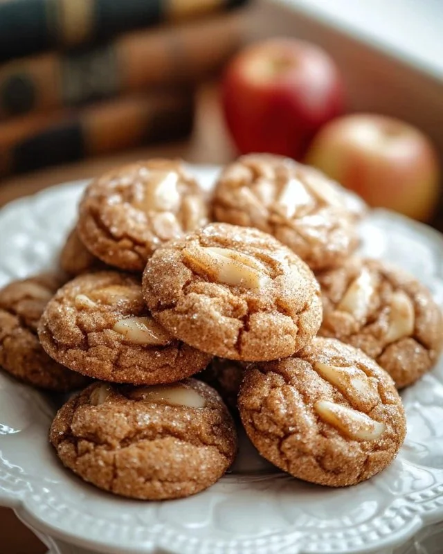 Freshly baked Apple Cider Cookies with apples and spices