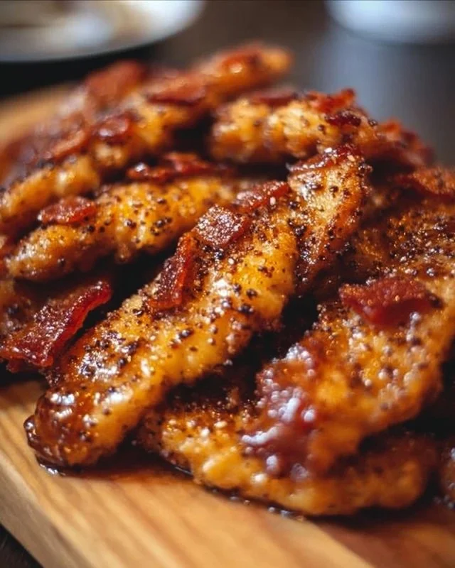 Delicious Bacon Brown Sugar Chicken Tenders on a plate