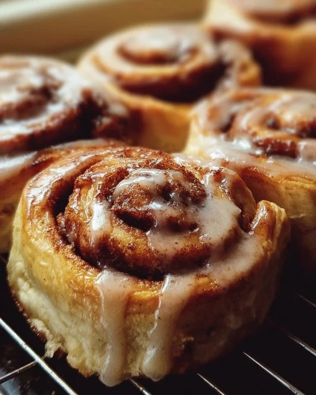 Delicious homemade banana cinnamon rolls topped with icing