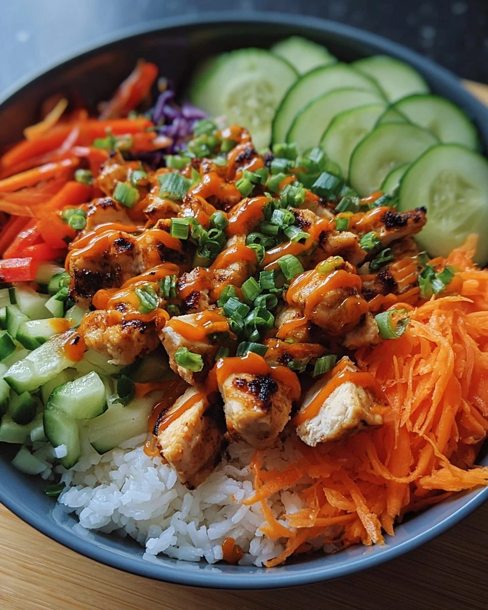 Bang Bang Chicken Bowl with vibrant ingredients and spicy sauce for easy cooking