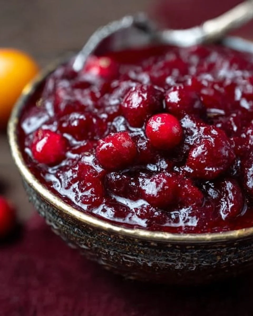 Best Ever Cranberry Sauce served in a bowl, garnished with orange zest.