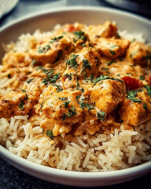 Delicious smothered chicken served over fluffy rice in a hearty dish
