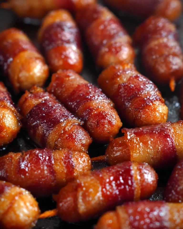 Plate of Brown Sugar Bacon Little Smokies, a sweet and savory appetizer.