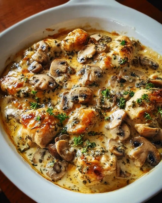 Keto Garlic Mushroom Chicken Casserole