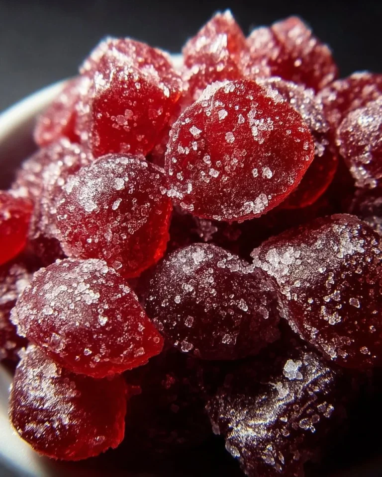 Delicious candied cranberry sugar snack on a decorative plate