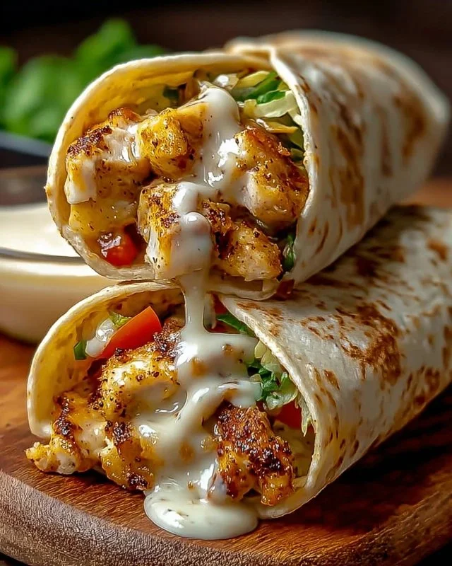 Cheesy Garlic Chicken Wraps