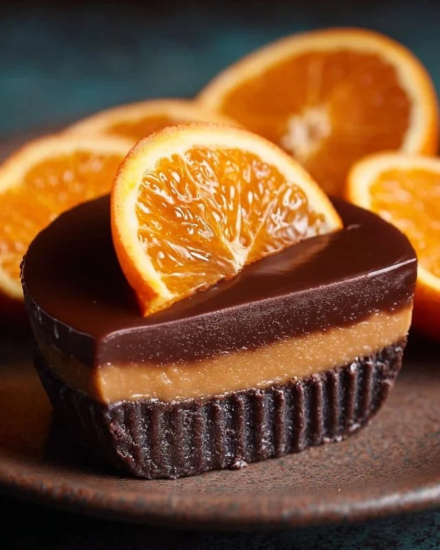 Delicious Chocolate Orange Delight dessert with chocolate drizzle and orange slices
