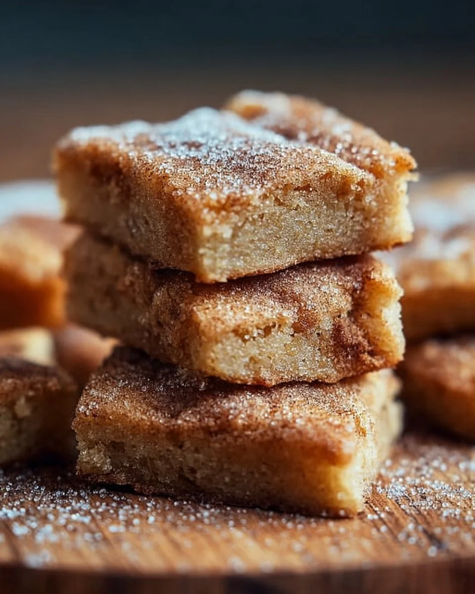 Deliciously chewy cinnamon sugar blondies with a sweet topping