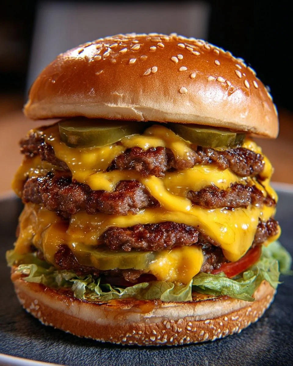 Classic Double Cheeseburger with two beef patties, cheese, lettuce, and tomato.