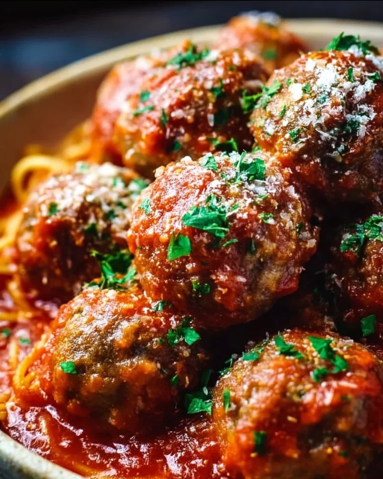 Delicious homemade classic Italian meatballs served with marinara sauce.