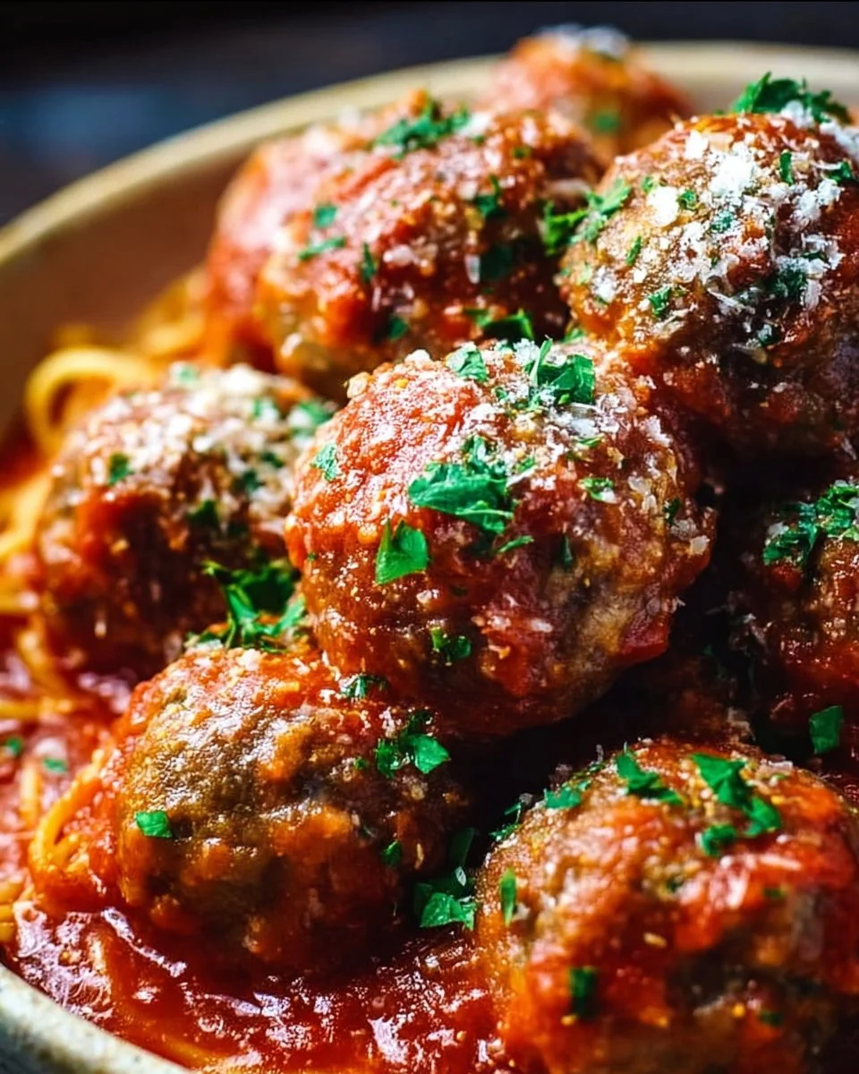 Delicious homemade classic Italian meatballs served with marinara sauce.