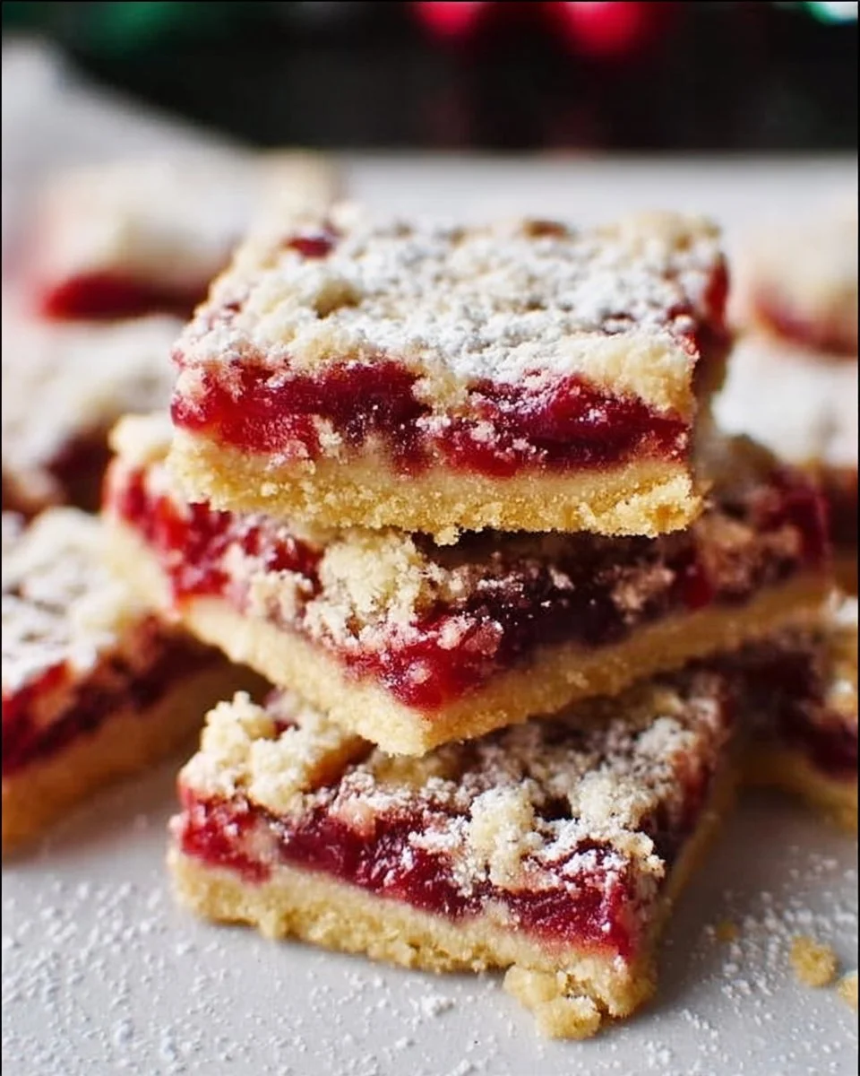 Delicious homemade cranberry bars with a crust and fruit filling
