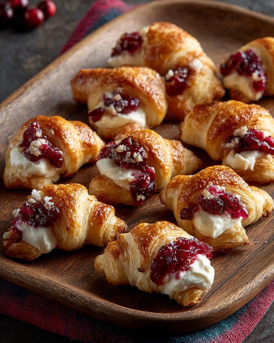 Cranberry Cream Cheese Crescent Bites served on a platter