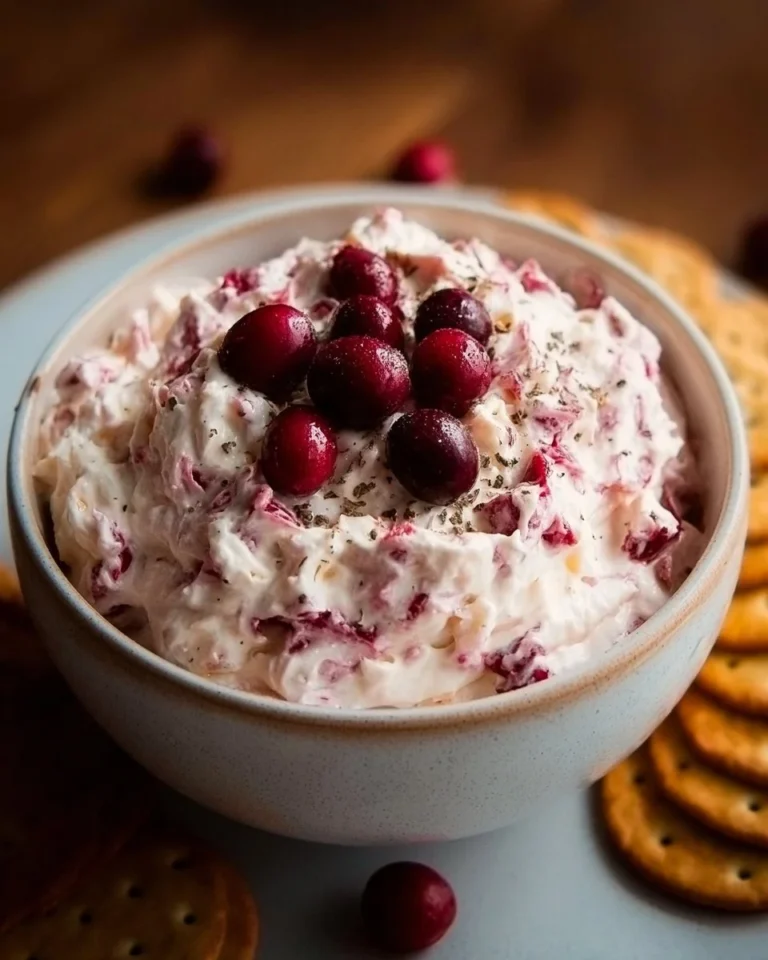Cranberry Cream Cheese Dip served in a festive bowl with crackers