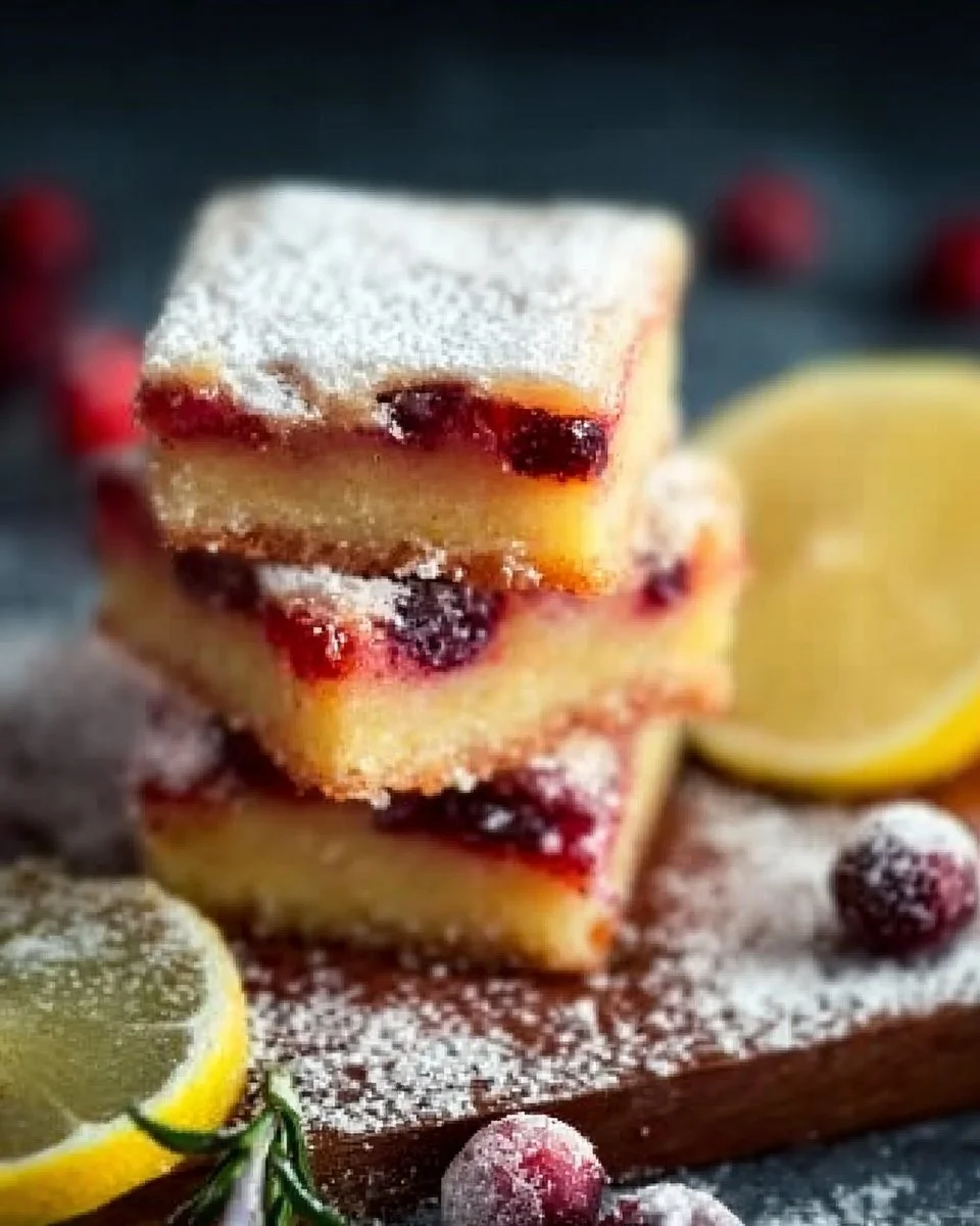 Freshly baked cranberry lemon bars with a zesty topping