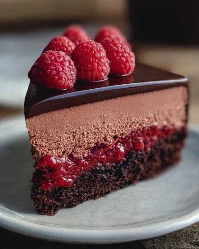 Dark Chocolate Raspberry Mousse Cake