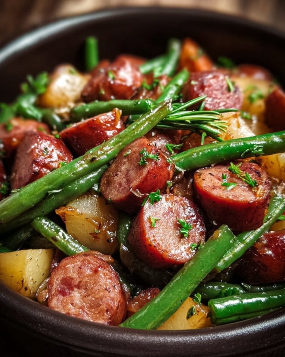 Crockpot Kielbasa and Green Beans