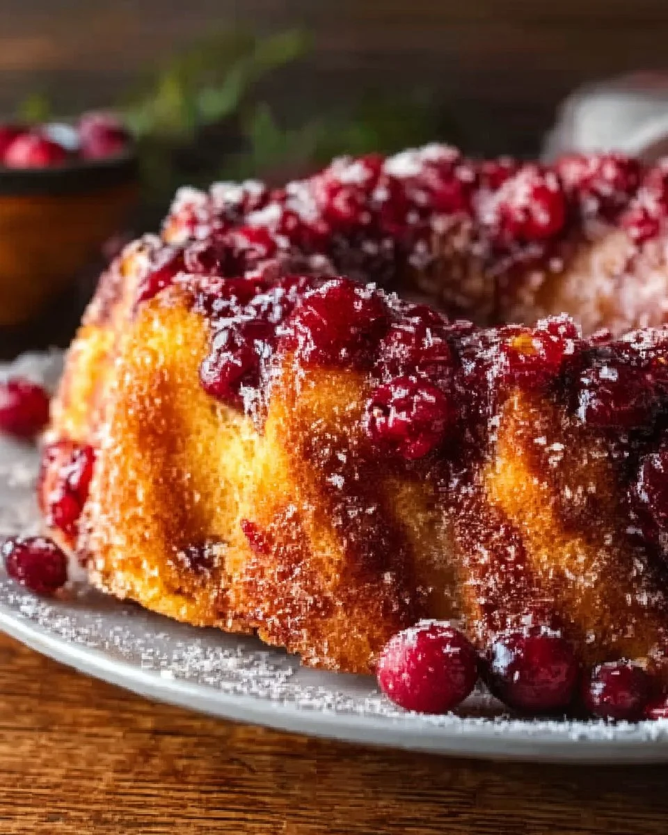 Easy cranberry upside down bundt cake made with cake mix