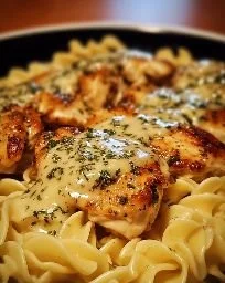 Delicious One-Pan Chicken served with creamy buttered noodles