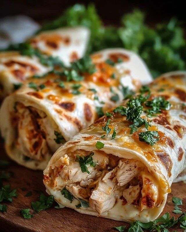 Cheesy Chicken Garlic Wraps