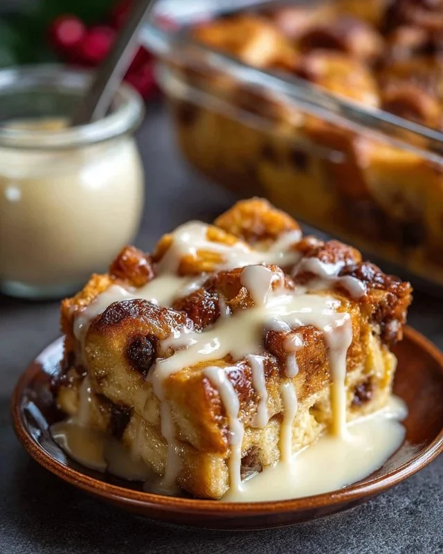 Delicious Grandma's old-fashioned bread pudding with warm vanilla and spices